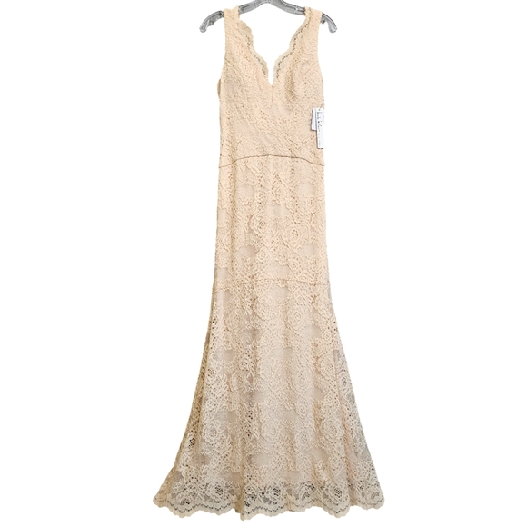 Nwt Nicole Miller Ny Blush Lace Sleeveless Evening Gown - Picture 8 of 17